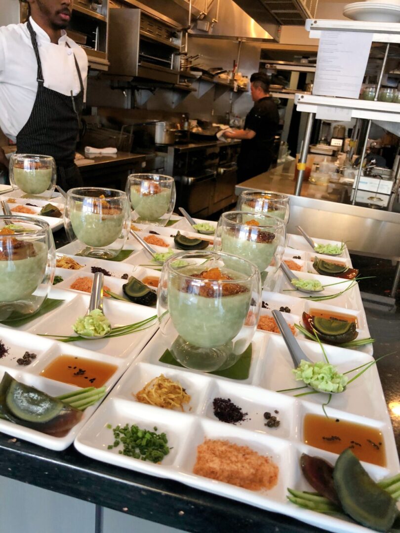 A table filled with many different types of food.