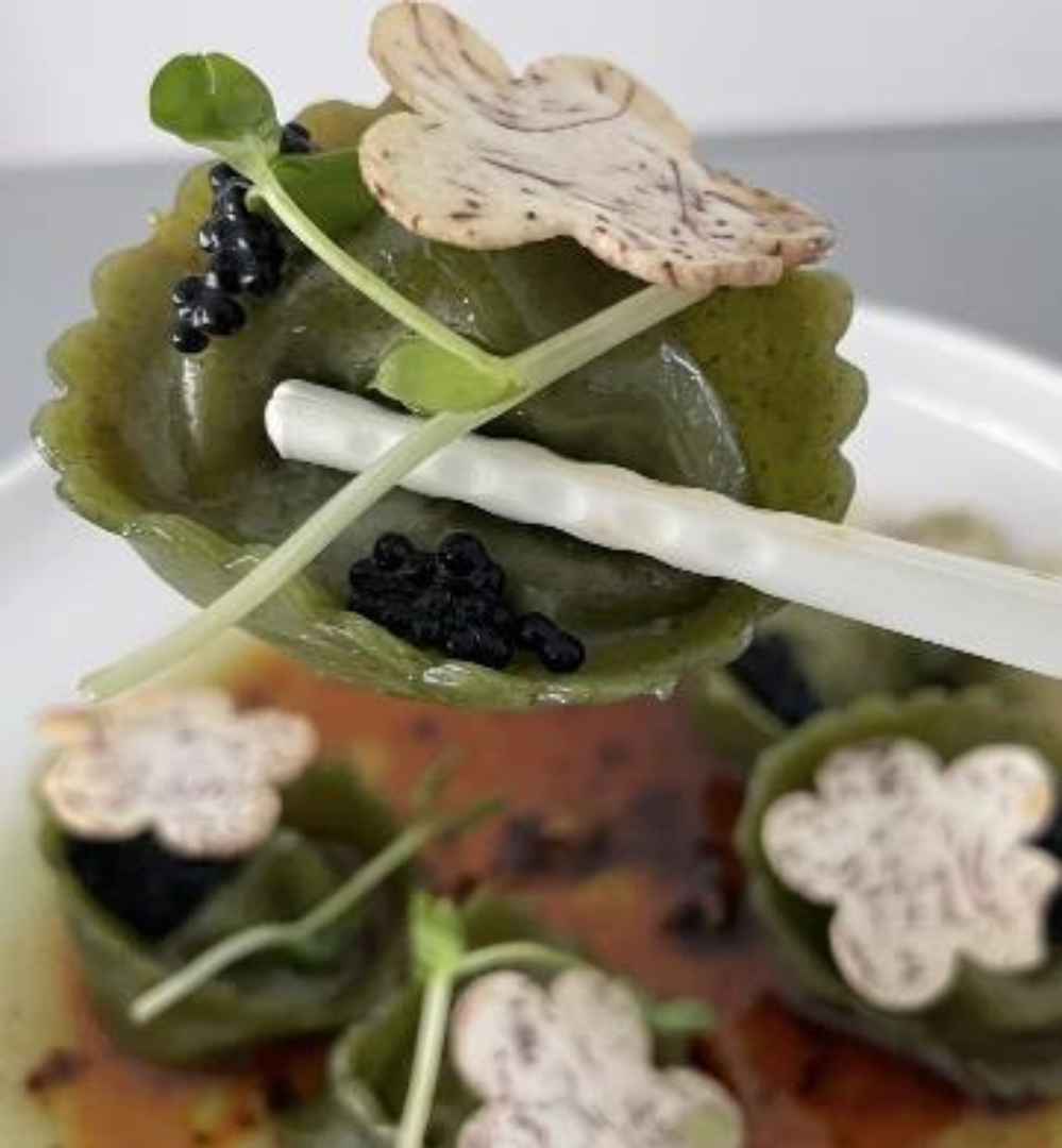 A plate of food with some green vegetables